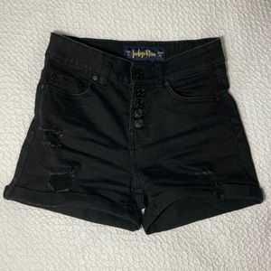 Indigo Rein Black Button-up Jean Shorts